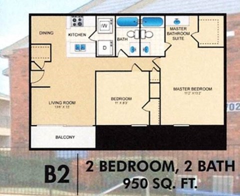 Trinity Park 2Bed 2Bath B2 Floorplan